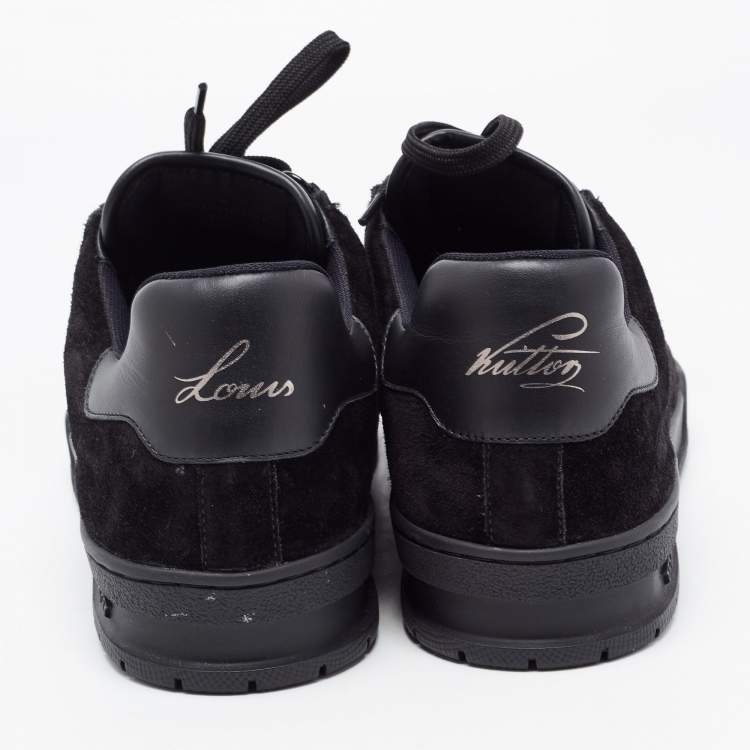 Pre Owned Louis Vuitton Black Leather and Suede Lace Up Sneakers Size 42
