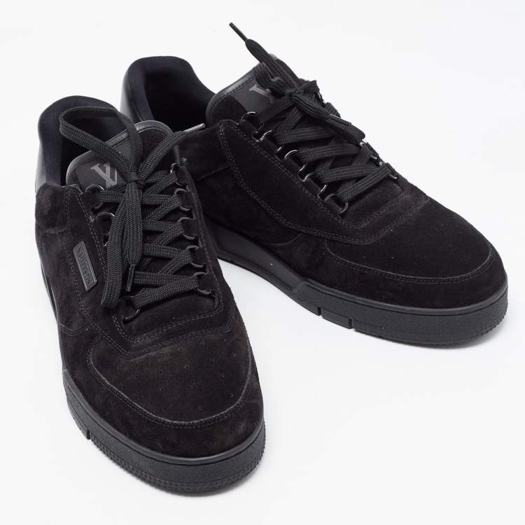 Pre Owned Louis Vuitton Black Leather and Suede Lace Up Sneakers Size 42