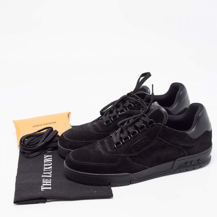 Pre Owned Louis Vuitton Black Leather and Suede Lace Up Sneakers Size 42