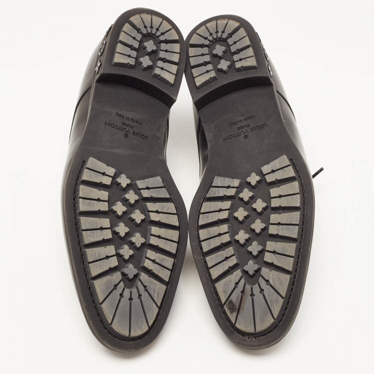 Pre Owned Louis Vuitton Black Leather Lace Up Derby Size 41