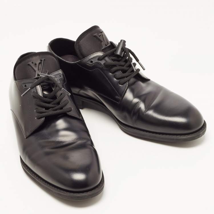 Pre Owned Louis Vuitton Black Leather Lace Up Derby Size 41