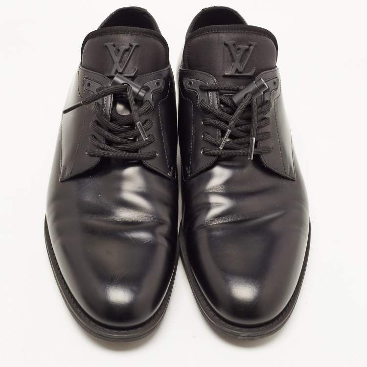 Pre Owned Louis Vuitton Black Leather Lace Up Derby Size 41