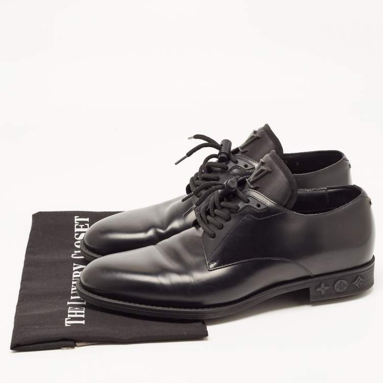 Pre Owned Louis Vuitton Black Leather Lace Up Derby Size 41