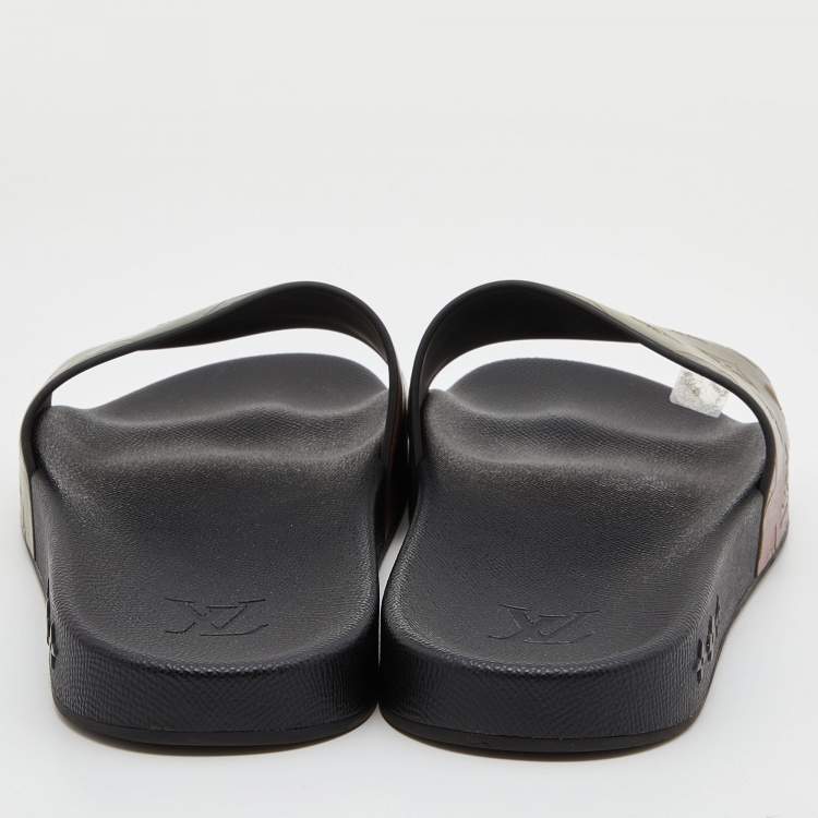 Pre Owned  Louis Vuitton Multicolor Iridescent Monogram Rubber Waterfront Slides Size 43