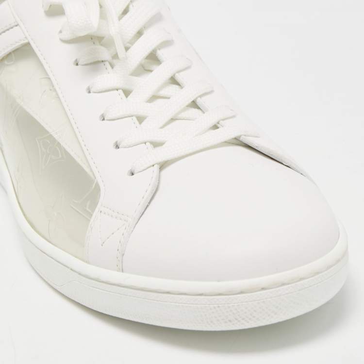 Pre Owned Louis vuitton White Monogram Leather and PVC Low Top Sneakers Size 41.5