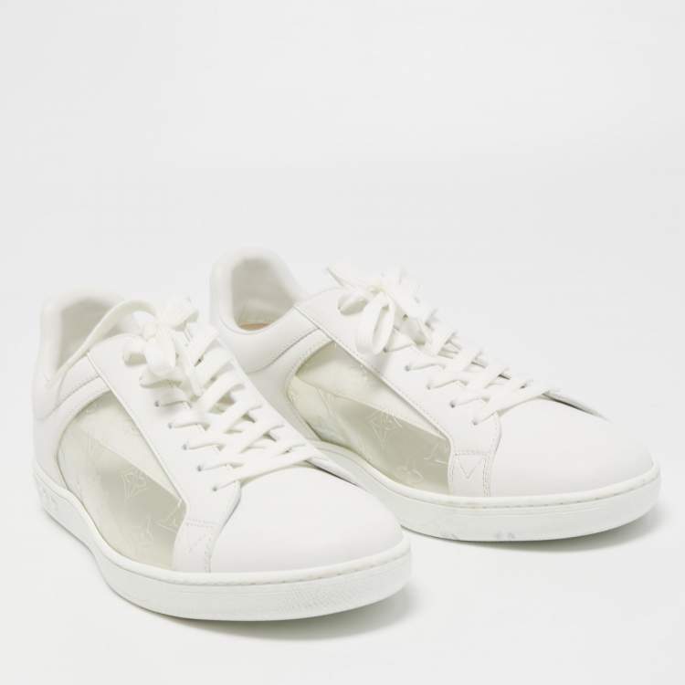 Pre Owned Louis vuitton White Monogram Leather and PVC Low Top Sneakers Size 41.5