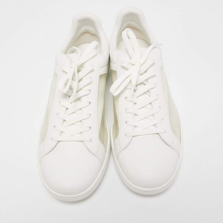 Pre Owned Louis vuitton White Monogram Leather and PVC Low Top Sneakers Size 41.5