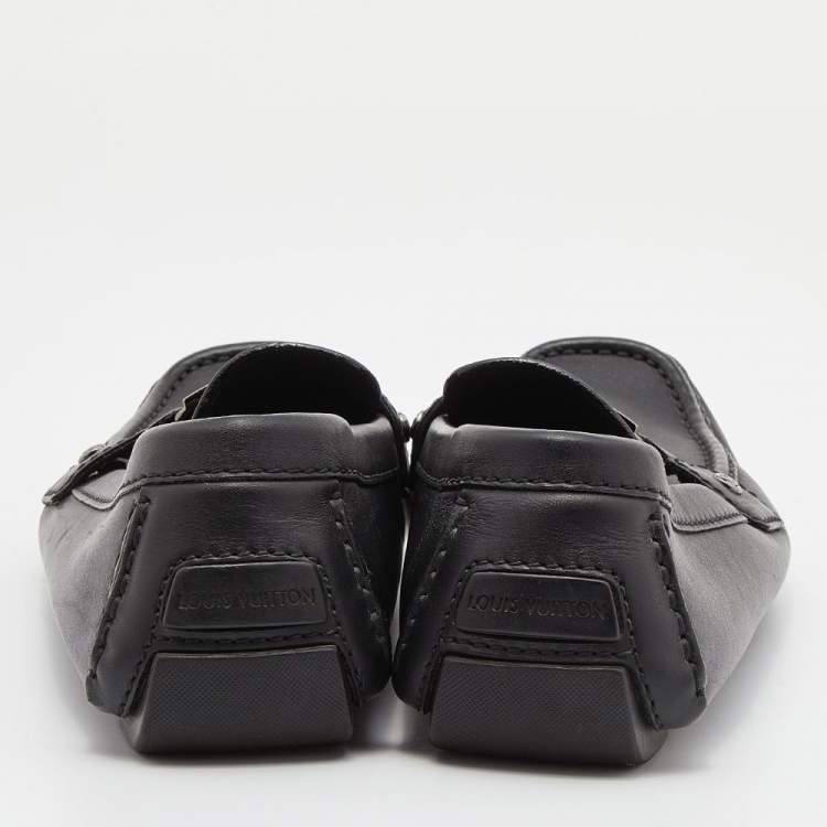 مملوكة مسبقًا Louis Vuitton Black Leather Monte Carlo Slip On Loafers Size 41.5