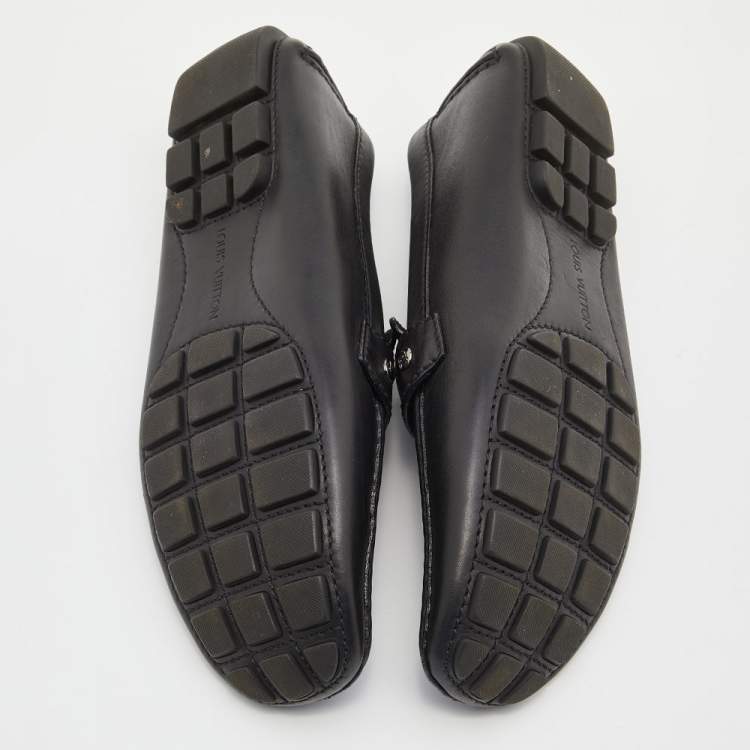 مملوكة مسبقًا Louis Vuitton Black Leather Monte Carlo Slip On Loafers Size 41.5