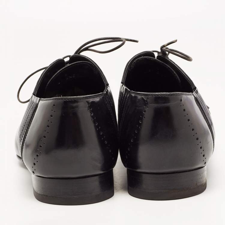 Pre Owned Louis Vuitton Black Brogue Leather Lace Up Oxford Size 42