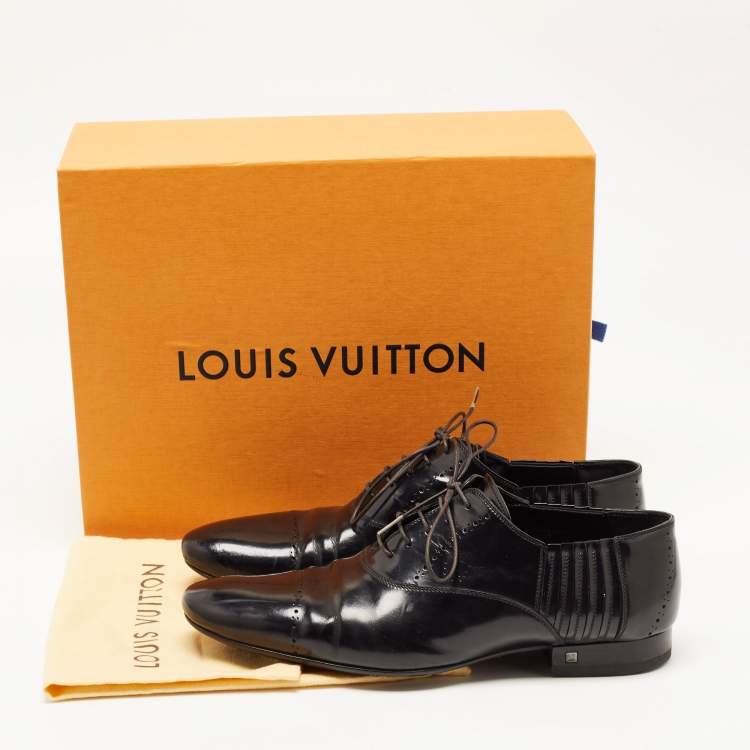 Pre Owned Louis Vuitton Black Brogue Leather Lace Up Oxford Size 42