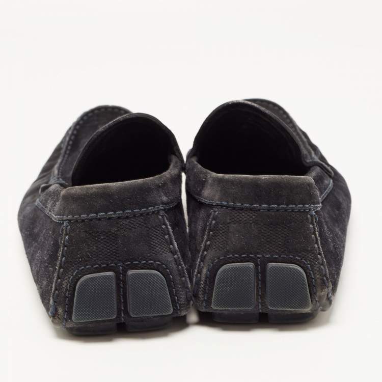 Pre Owned Louis Vuitton Black Suede Monte Carlo Loafers Size 43.5  