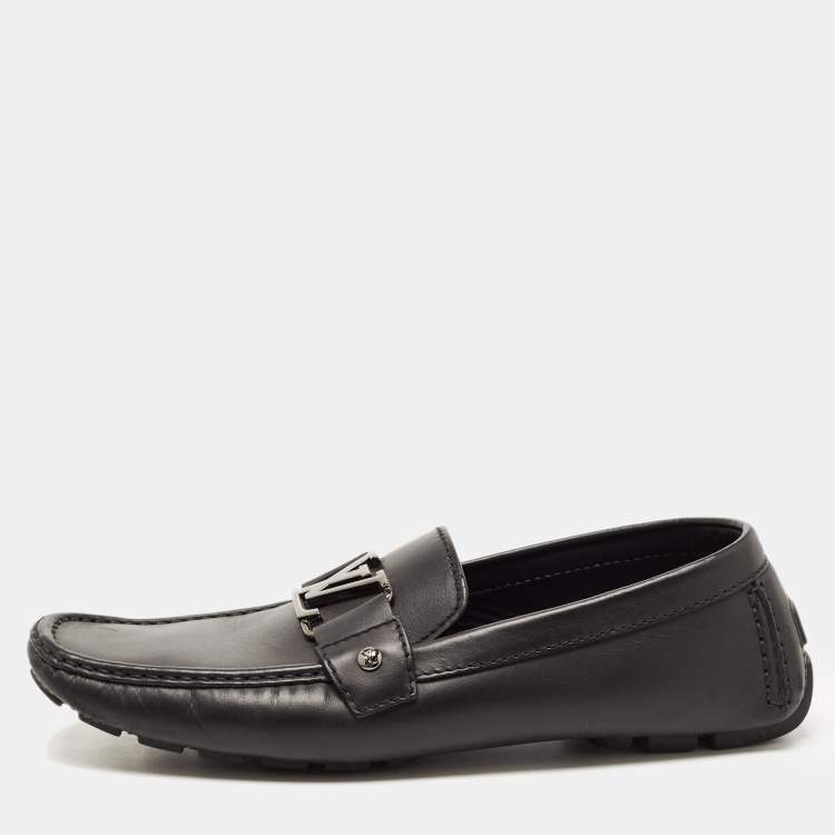 Pre Owned Louis Vuitton Black Leather Monte Carlo Loafers Size 43