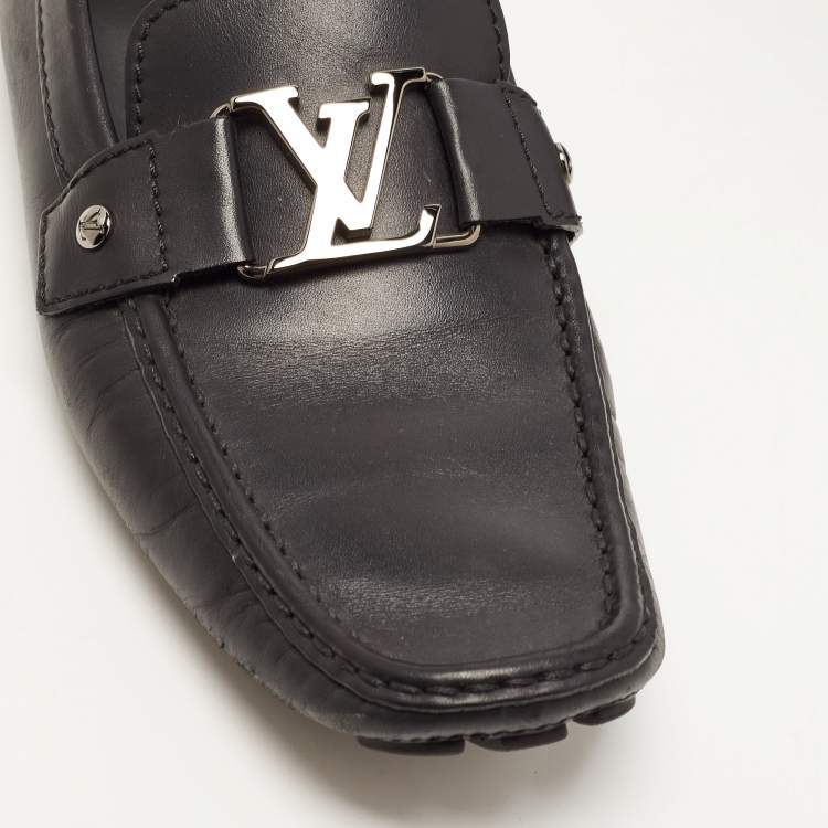 Pre Owned Louis Vuitton Black Leather Monte Carlo Loafers Size 43