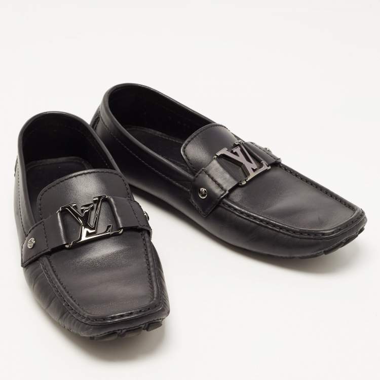 Pre Owned Louis Vuitton Black Leather Monte Carlo Loafers Size 43
