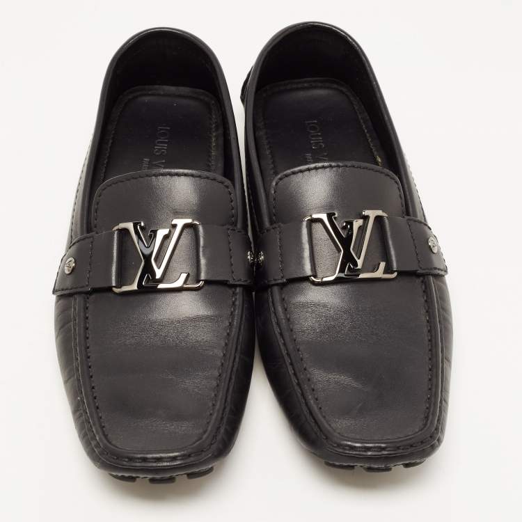 Pre Owned Louis Vuitton Black Leather Monte Carlo Loafers Size 43