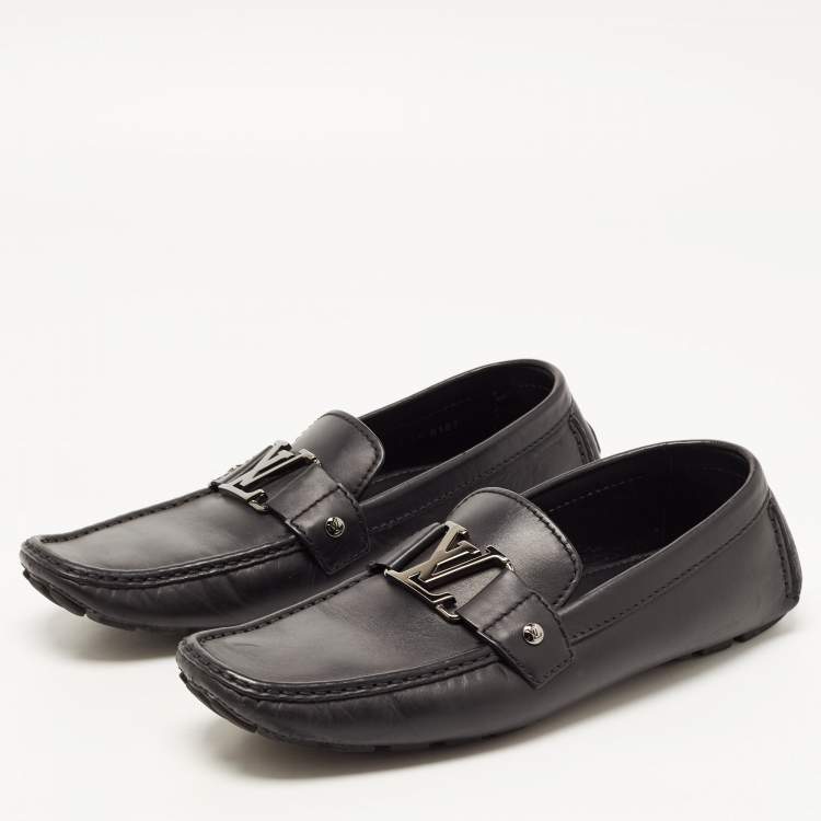 Pre Owned Louis Vuitton Black Leather Monte Carlo Loafers Size 43