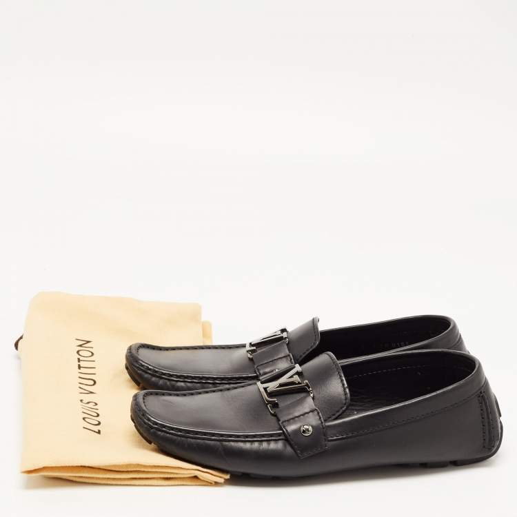 Pre Owned Louis Vuitton Black Leather Monte Carlo Loafers Size 43