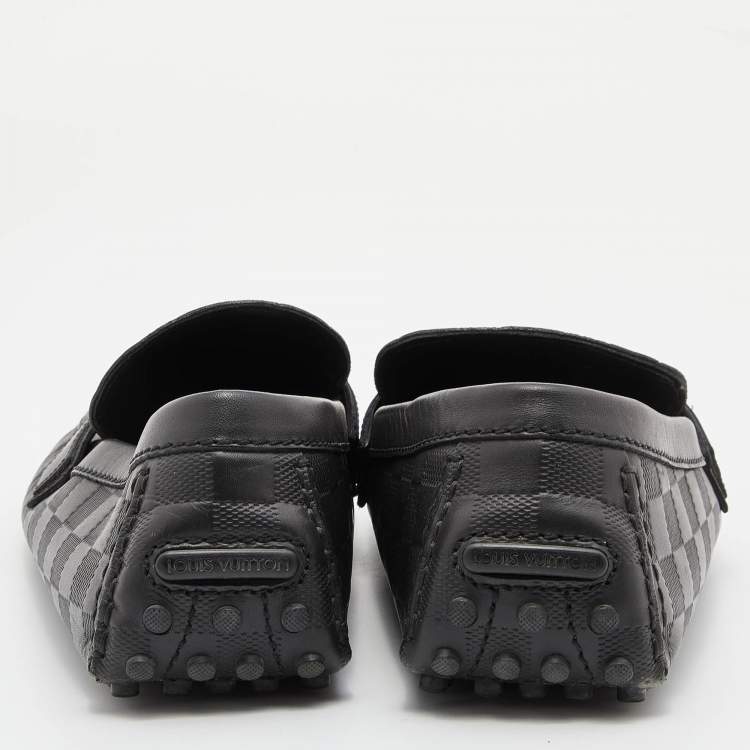 Pre Owned Louis Vuitton Black Damier Infini Leather Hockenheim Slip On Loafers Size 42