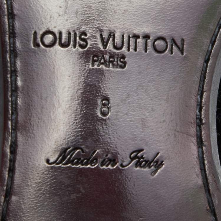Pre Owned Louis Vuitton Black Velvet Slip On Loafers Size 43