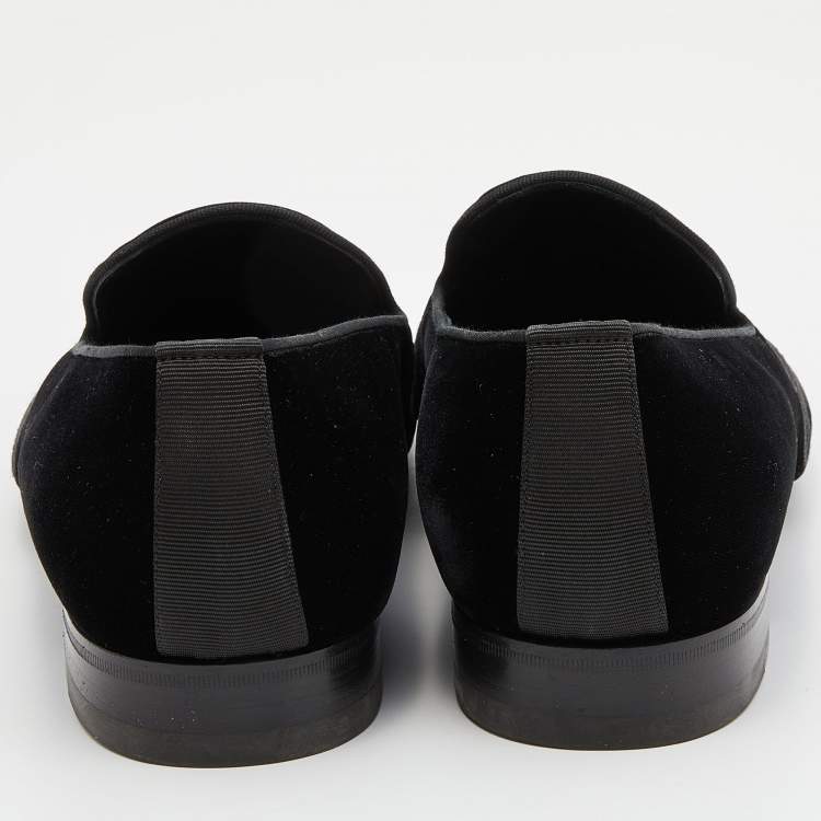 Pre Owned Louis Vuitton Black Velvet Slip On Loafers Size 43