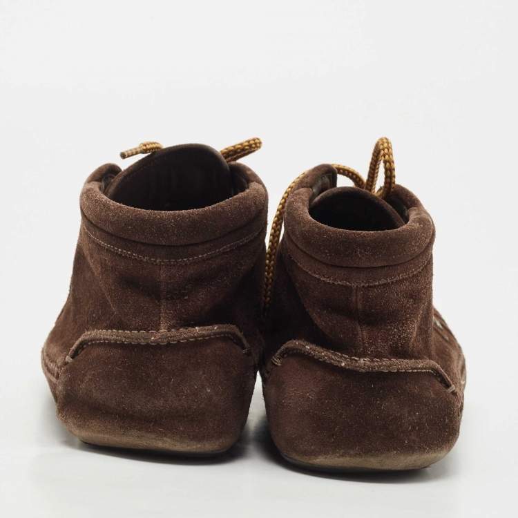 Pre Owned Louis Vuitton Brown Suede High Top Sneakers Size 42
