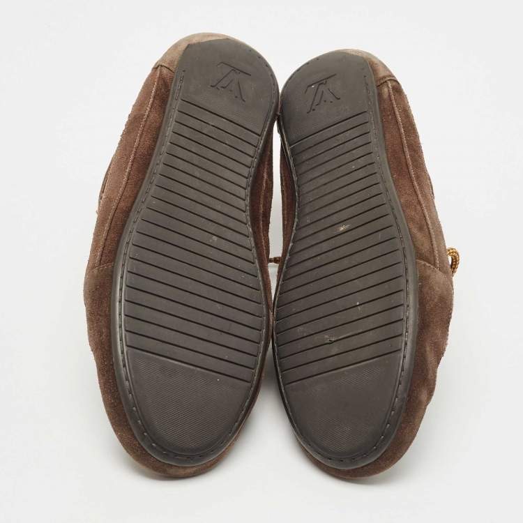 Pre Owned Louis Vuitton Brown Suede High Top Sneakers Size 42