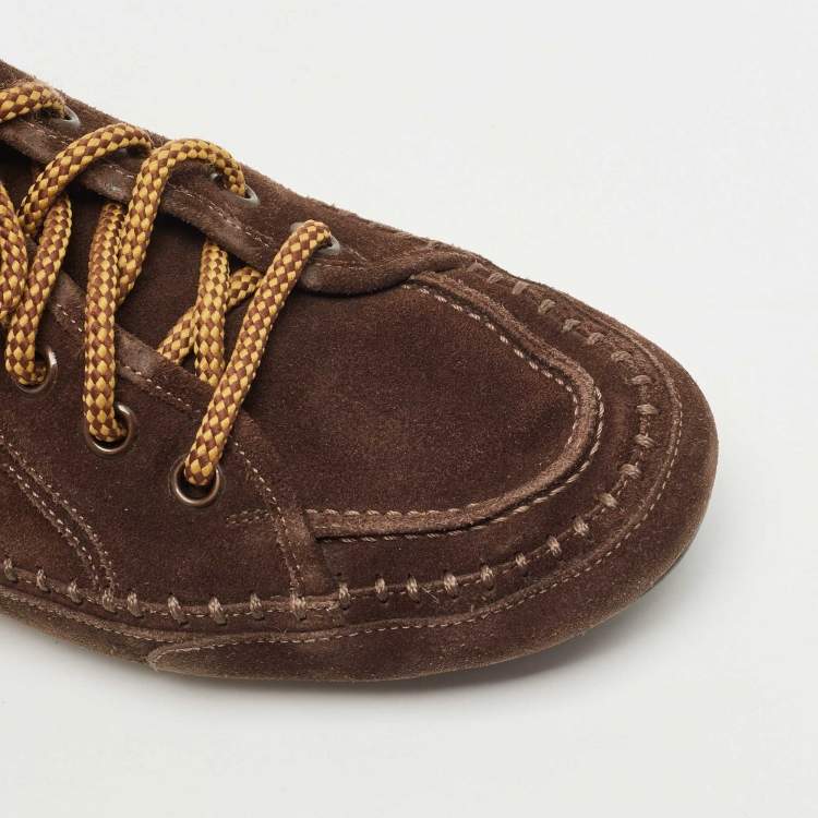 Pre Owned Louis Vuitton Brown Suede High Top Sneakers Size 42