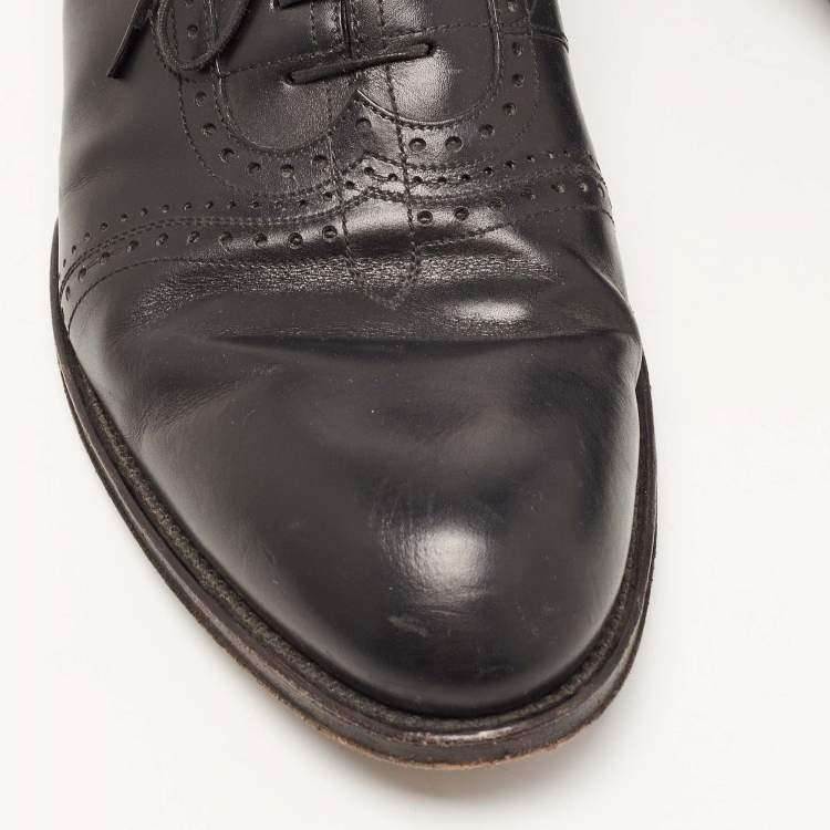 Pre Owned Louis Vuitton Black Leather Lace Up Oxford Size 43
