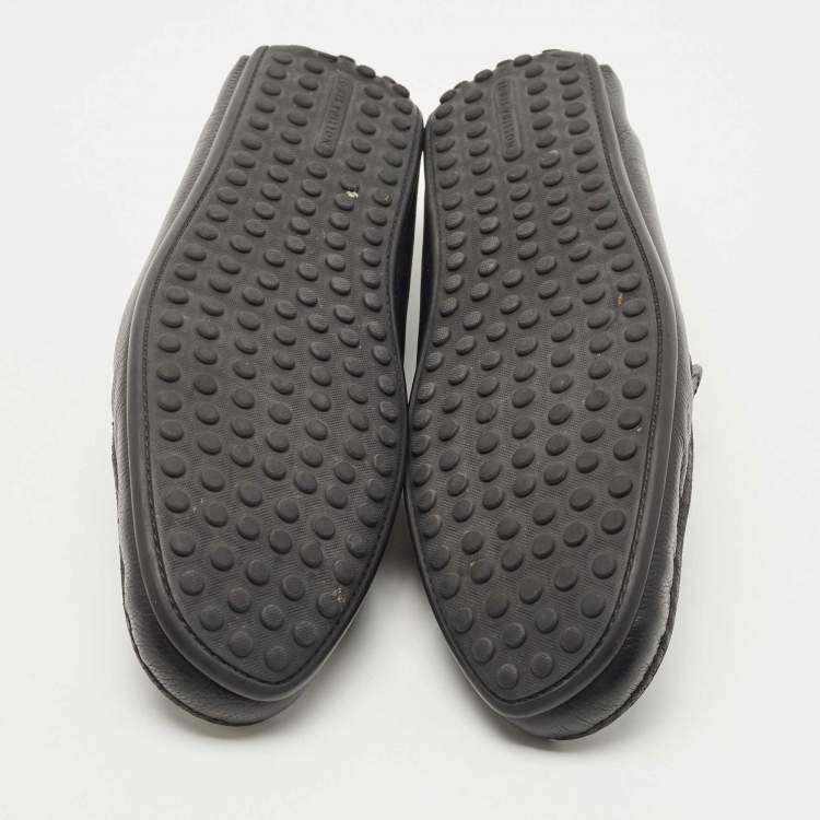 مملوكة مسبقًا Louis Vuitton Black Leather Slip On Loafers Size 44
