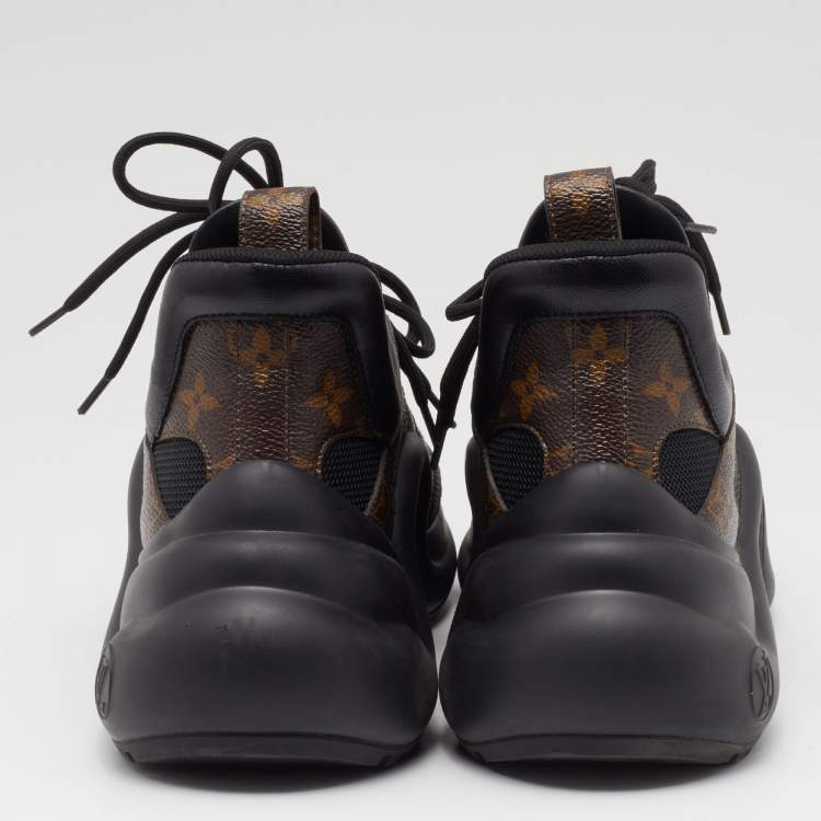 Pre Owned Louis Vuitton Black/Brown Mesh and Monogram Canvas Archlight Sneakers Size 41
