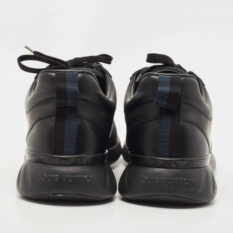 Pre Owned Louis Vuitton Black Damier Nylon and Leather Fastlane Low Top Sneakers Size 43