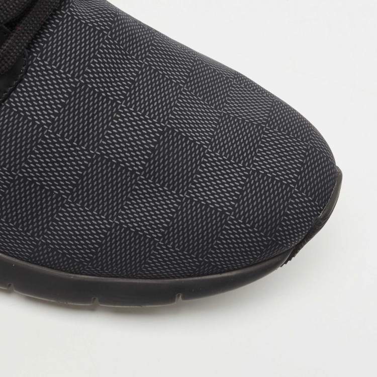 Pre Owned Louis Vuitton Black Damier Nylon and Leather Fastlane Low Top Sneakers Size 43