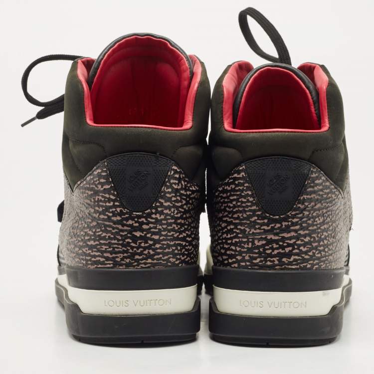 Pre Owned Louis Vuitton Black Perforated Leather and Nubuck Trailblazer Sneakers Size 43