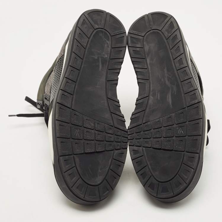 Pre Owned Louis Vuitton Black Perforated Leather and Nubuck Trailblazer Sneakers Size 43