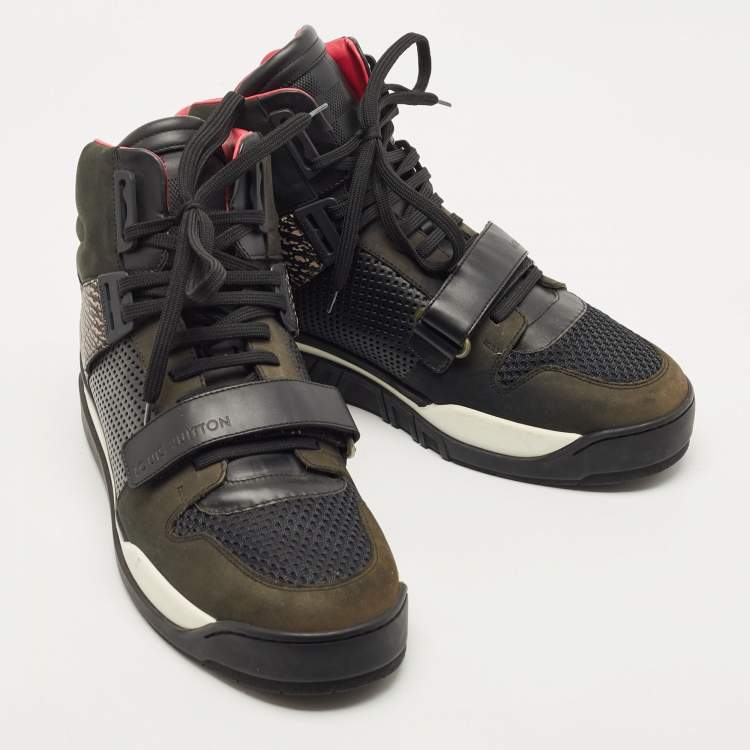 Pre Owned Louis Vuitton Black Perforated Leather and Nubuck Trailblazer Sneakers Size 43