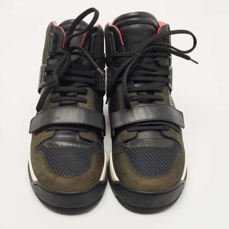 Pre Owned Louis Vuitton Black Perforated Leather and Nubuck Trailblazer Sneakers Size 43