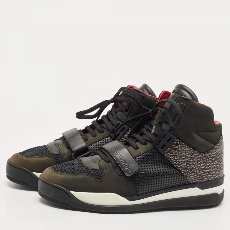 Pre Owned Louis Vuitton Black Perforated Leather and Nubuck Trailblazer Sneakers Size 43