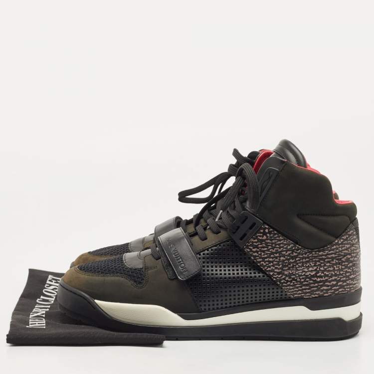 Pre Owned Louis Vuitton Black Perforated Leather and Nubuck Trailblazer Sneakers Size 43
