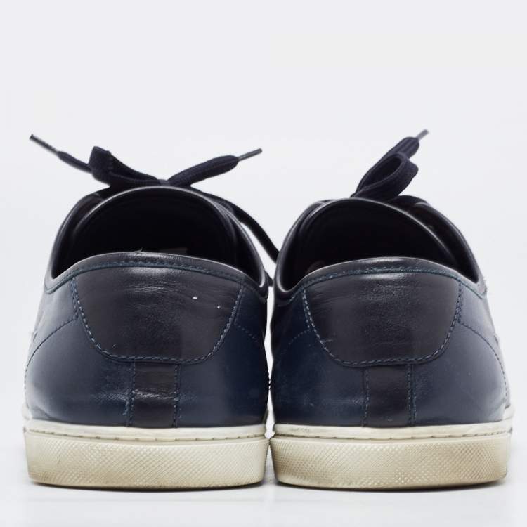 Pre Owned Louis Vuitton Navy Blue Leather Low Top Sneakers Size 43 