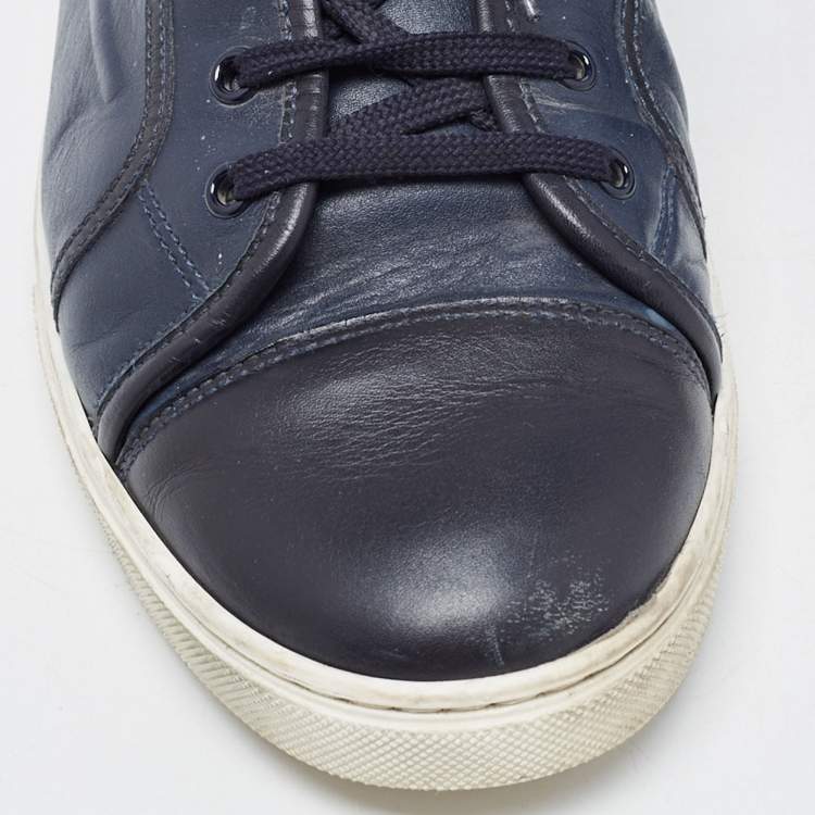 Pre Owned Louis Vuitton Navy Blue Leather Low Top Sneakers Size 43 
