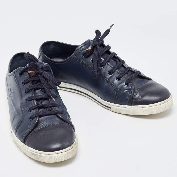 Pre Owned Louis Vuitton Navy Blue Leather Low Top Sneakers Size 43 