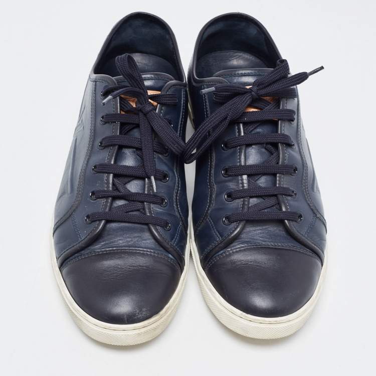 Pre Owned Louis Vuitton Navy Blue Leather Low Top Sneakers Size 43 