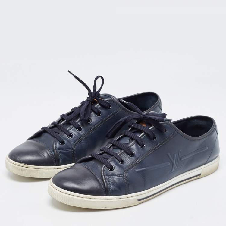 Pre Owned Louis Vuitton Navy Blue Leather Low Top Sneakers Size 43 