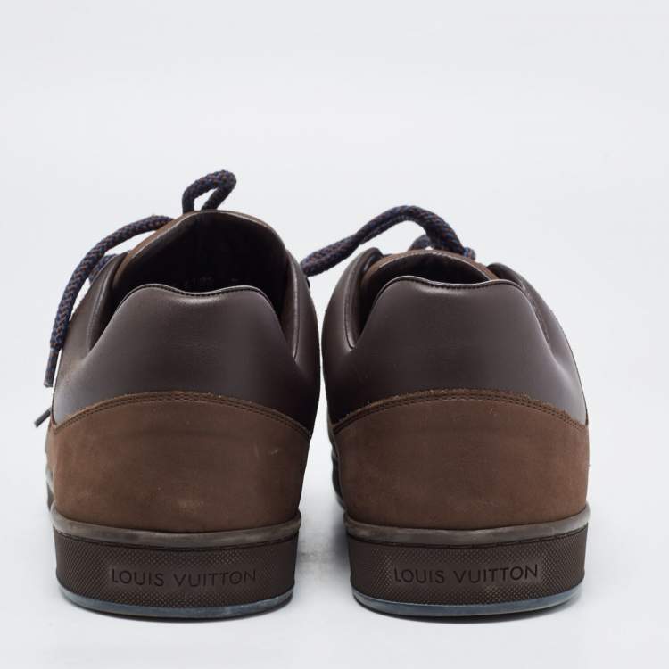 Pre Owned Louis Vuitton Brown Nubuck and Leather Low Top Sneakers Size 41