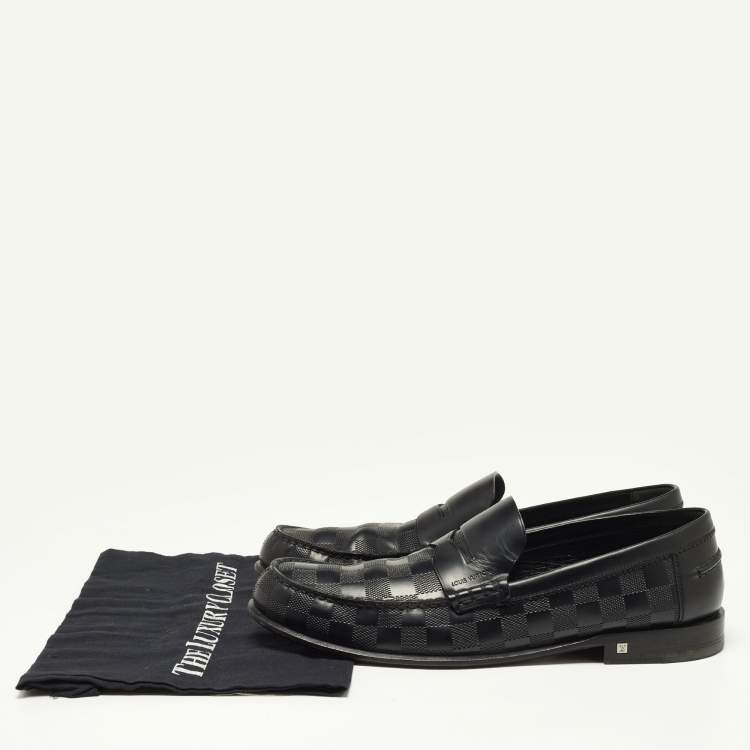 Pre Owned Louis Vuitton Black Leather Hockehneim Loafers Size 43.5