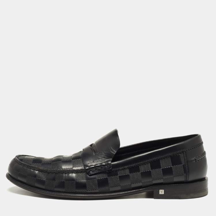 Pre Owned Louis Vuitton Black Leather Hockehneim Loafers Size 43.5