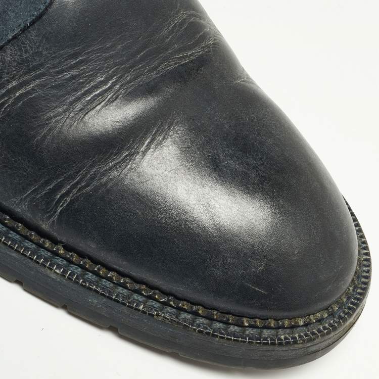 Pre Owned Louis Vuitton Two Tone Suede, Leather and Damier Canvas Lace Up Derby Size 42.5