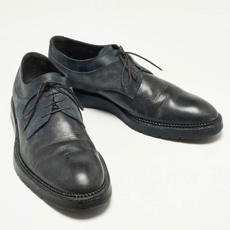 Pre Owned Louis Vuitton Two Tone Suede, Leather and Damier Canvas Lace Up Derby Size 42.5