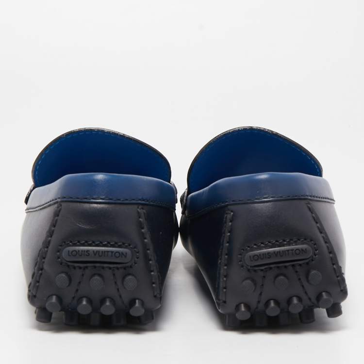 Pre Owned Louis Vuitton Ombre Blue Leather Hockenheim Slip On Loafers Size 41